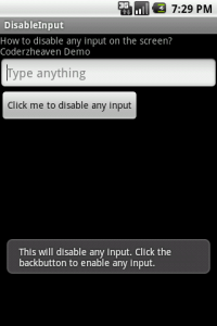 Disable any input in android